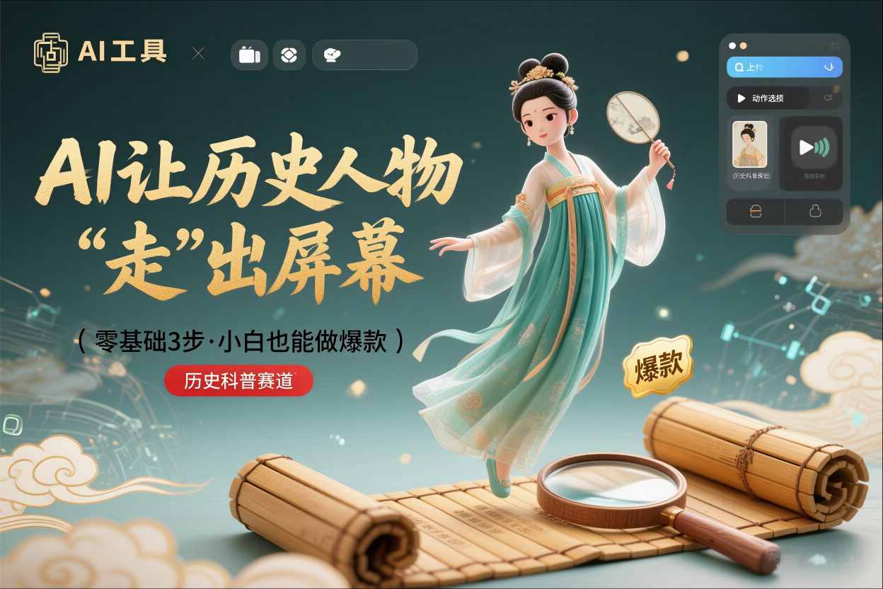 零基础3步搞定：让历史人物“走”出屏幕的AI教程，小白也能做出爆款(历史科普赛道)-寒山客