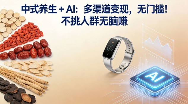 中式养生+AI：多渠道变现，无门槛，不挑人群无脑賺-寒山客