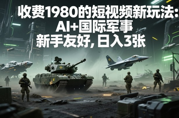 外面收费1980的短视频新玩法：AI+国际军事，新手友好，日入3张+【附详细教程】-寒山客